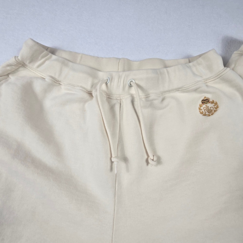 Lauren Ralph Sweatpants Womens Medium Cream joggers Cotton Crest Logo (B4) - Picture 4 of 13